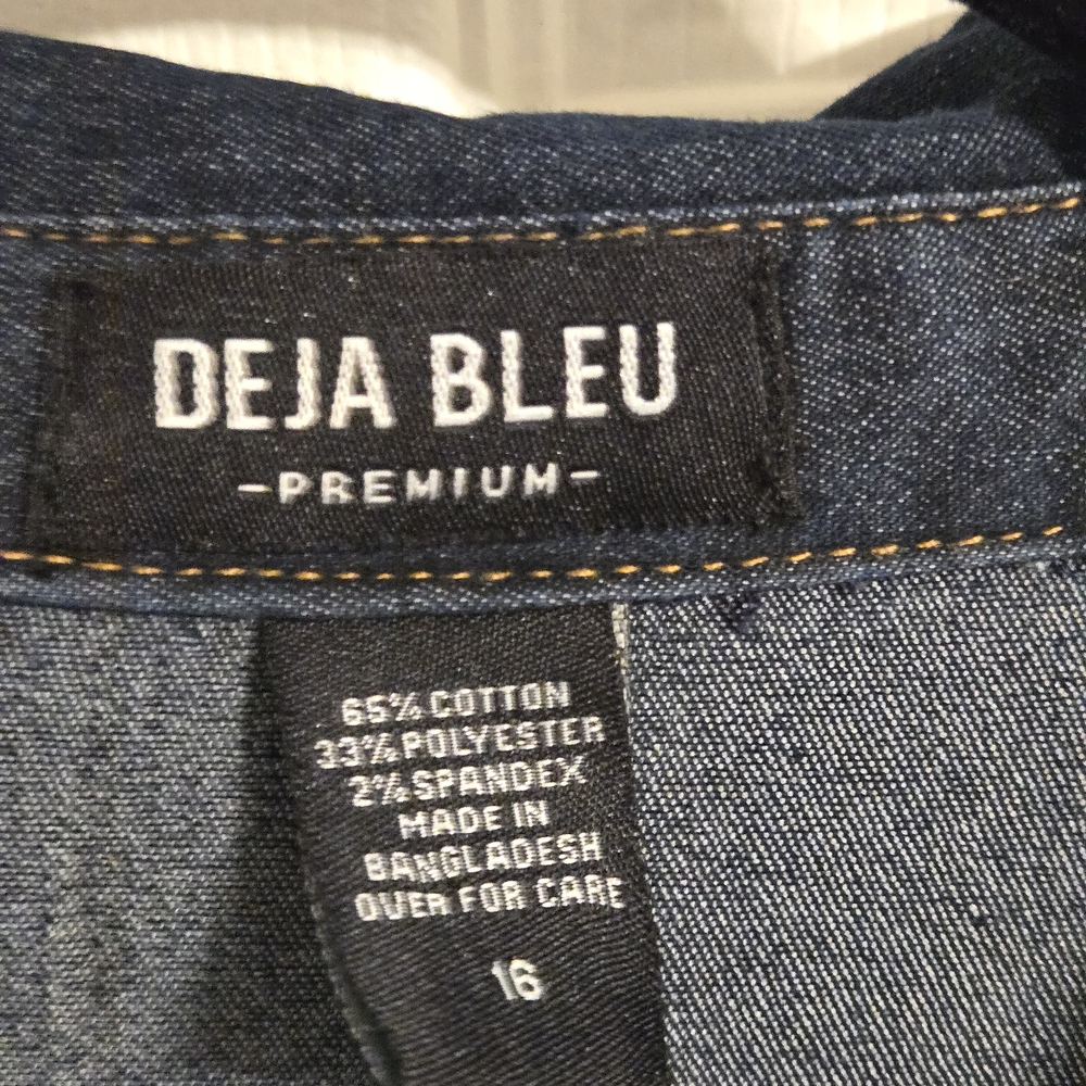 Deja Bleu Women's Denim Button-Up Dress Gold Accents Size 16 Country Western - Picture 7 of 8